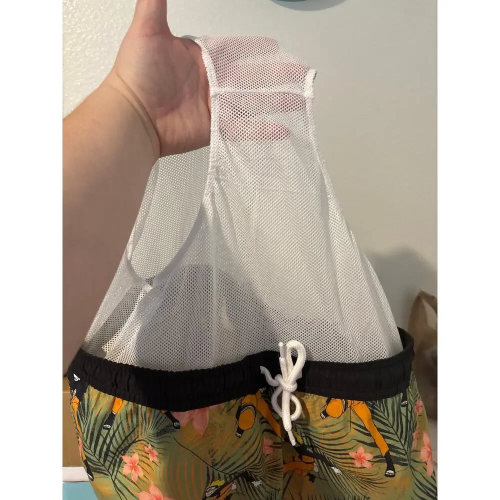 Naruto NWT Men's Size Large Hawaiian Print Anime Graphic Drawstring Swim Trunks